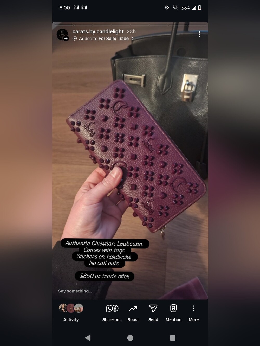 Authentic Christian Louboutin Wallet Plum